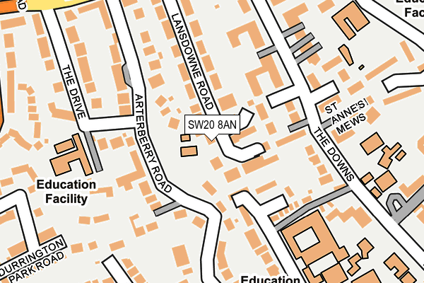 SW20 8AN map - OS OpenMap – Local (Ordnance Survey)