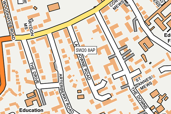 SW20 8AP map - OS OpenMap – Local (Ordnance Survey)