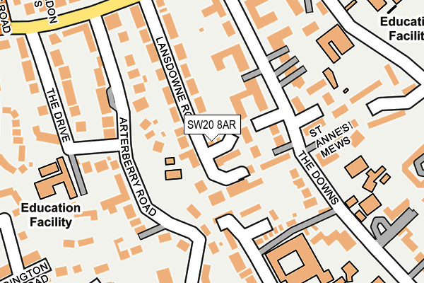 SW20 8AR map - OS OpenMap – Local (Ordnance Survey)