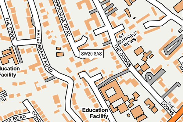 SW20 8AS map - OS OpenMap – Local (Ordnance Survey)