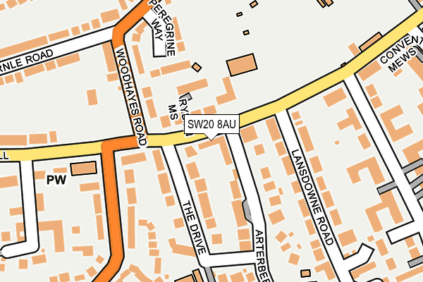 SW20 8AU map - OS OpenMap – Local (Ordnance Survey)