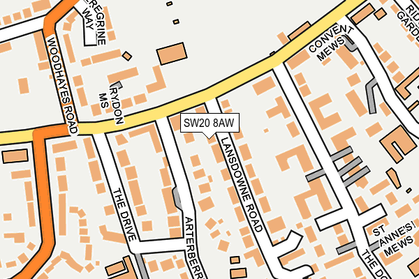 SW20 8AW map - OS OpenMap – Local (Ordnance Survey)