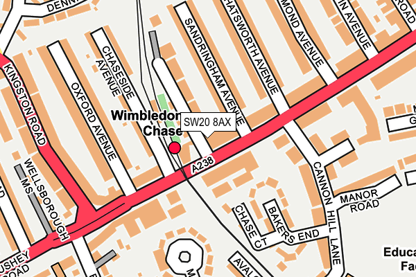 SW20 8AX map - OS OpenMap – Local (Ordnance Survey)