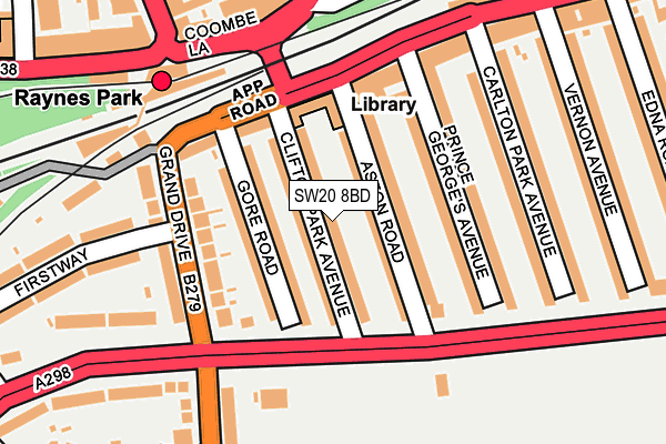 SW20 8BD map - OS OpenMap – Local (Ordnance Survey)