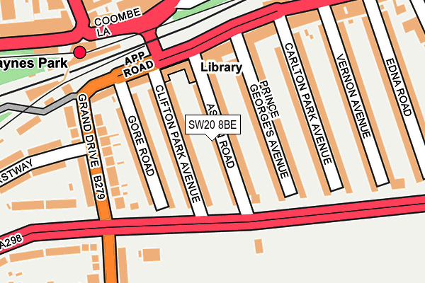 SW20 8BE map - OS OpenMap – Local (Ordnance Survey)