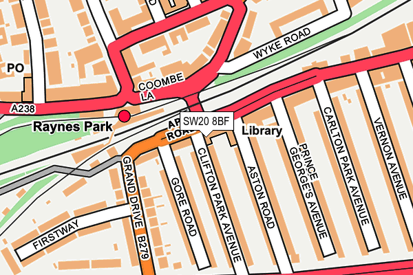 SW20 8BF map - OS OpenMap – Local (Ordnance Survey)