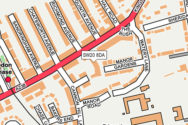 SW20 8DA map - OS OpenMap – Local (Ordnance Survey)