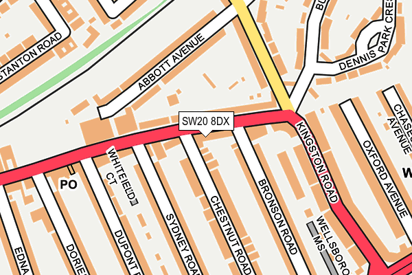 SW20 8DX map - OS OpenMap – Local (Ordnance Survey)