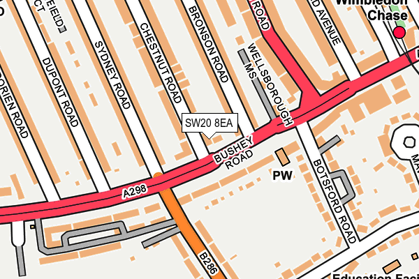 SW20 8EA map - OS OpenMap – Local (Ordnance Survey)