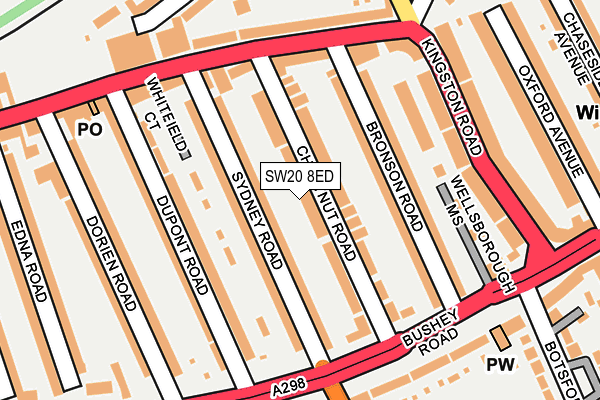 SW20 8ED map - OS OpenMap – Local (Ordnance Survey)