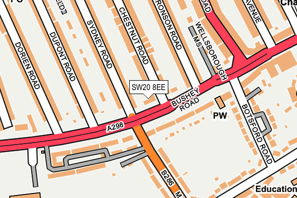 SW20 8EE map - OS OpenMap – Local (Ordnance Survey)