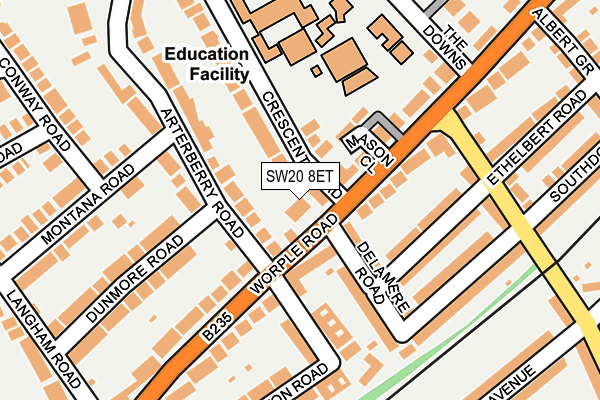 SW20 8ET map - OS OpenMap – Local (Ordnance Survey)