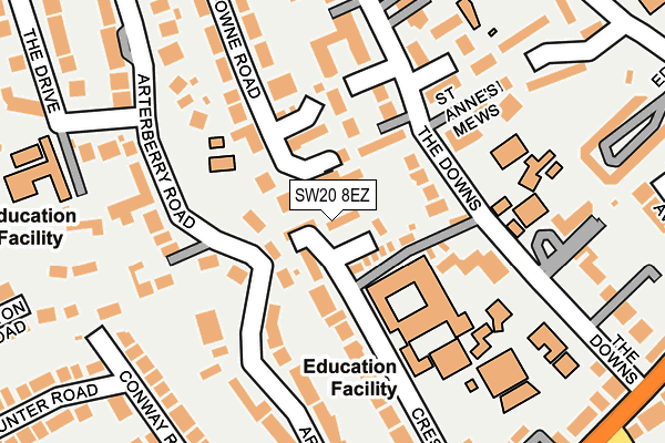 SW20 8EZ map - OS OpenMap – Local (Ordnance Survey)