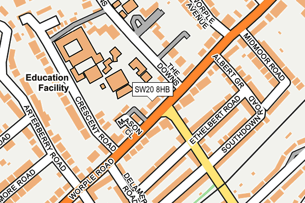 SW20 8HB map - OS OpenMap – Local (Ordnance Survey)