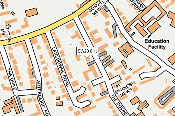 SW20 8HJ map - OS OpenMap – Local (Ordnance Survey)