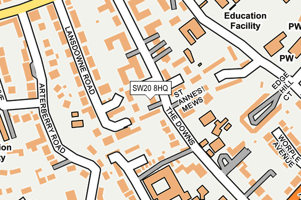 SW20 8HQ map - OS OpenMap – Local (Ordnance Survey)