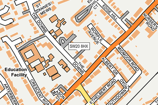 SW20 8HX map - OS OpenMap – Local (Ordnance Survey)