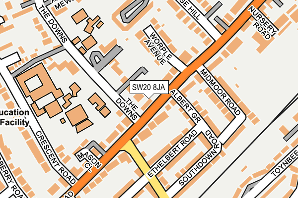 SW20 8JA map - OS OpenMap – Local (Ordnance Survey)