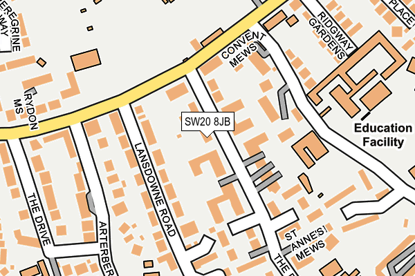 SW20 8JB map - OS OpenMap – Local (Ordnance Survey)