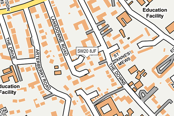 SW20 8JF map - OS OpenMap – Local (Ordnance Survey)
