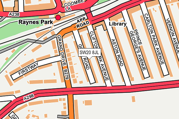 SW20 8JL map - OS OpenMap – Local (Ordnance Survey)