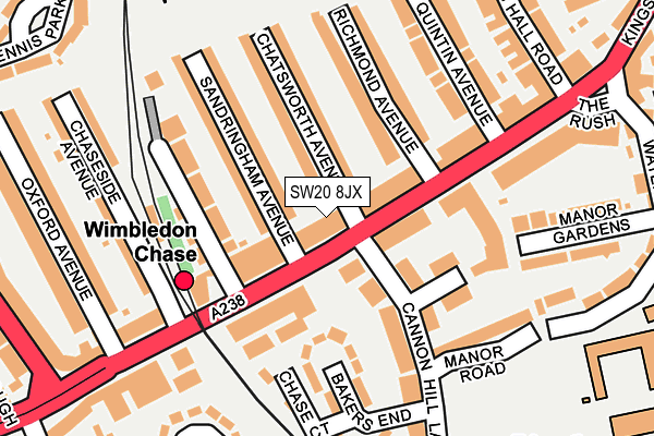 SW20 8JX map - OS OpenMap – Local (Ordnance Survey)