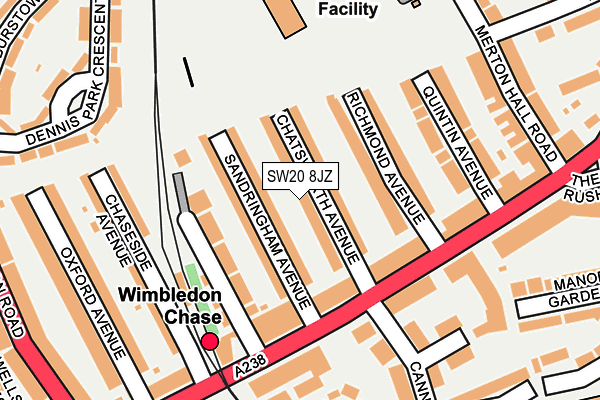 SW20 8JZ map - OS OpenMap – Local (Ordnance Survey)