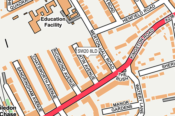 SW20 8LD map - OS OpenMap – Local (Ordnance Survey)