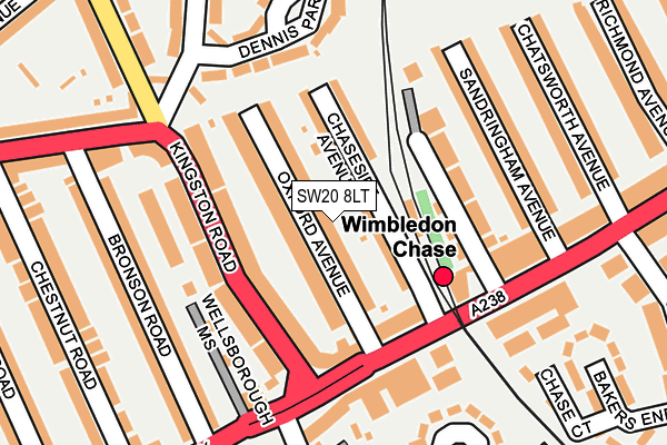 SW20 8LT map - OS OpenMap – Local (Ordnance Survey)