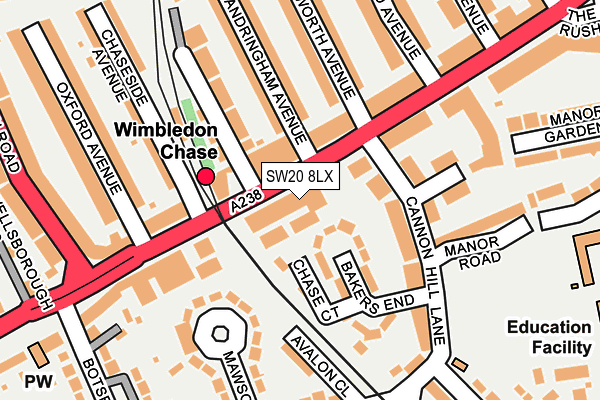 SW20 8LX map - OS OpenMap – Local (Ordnance Survey)