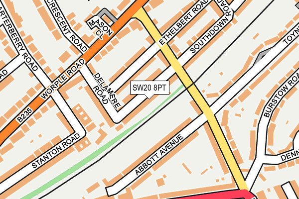 SW20 8PT map - OS OpenMap – Local (Ordnance Survey)