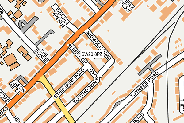 SW20 8PZ map - OS OpenMap – Local (Ordnance Survey)