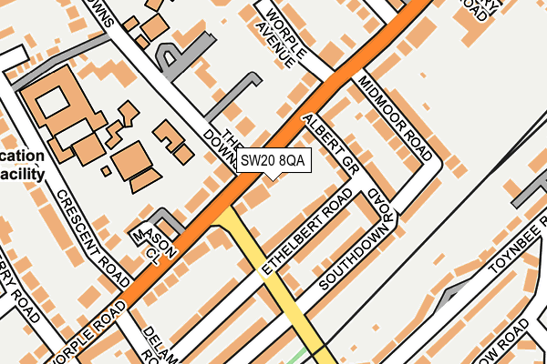 SW20 8QA map - OS OpenMap – Local (Ordnance Survey)