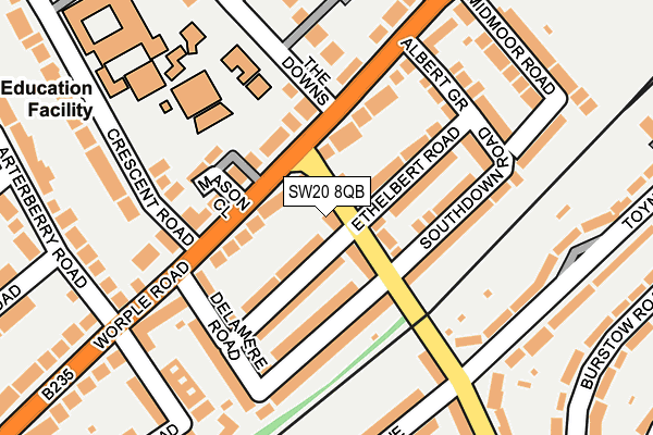 SW20 8QB map - OS OpenMap – Local (Ordnance Survey)