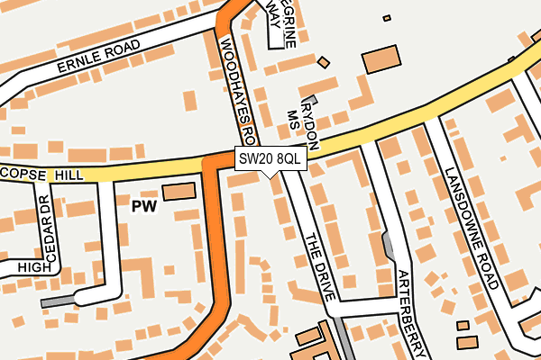 SW20 8QL map - OS OpenMap – Local (Ordnance Survey)
