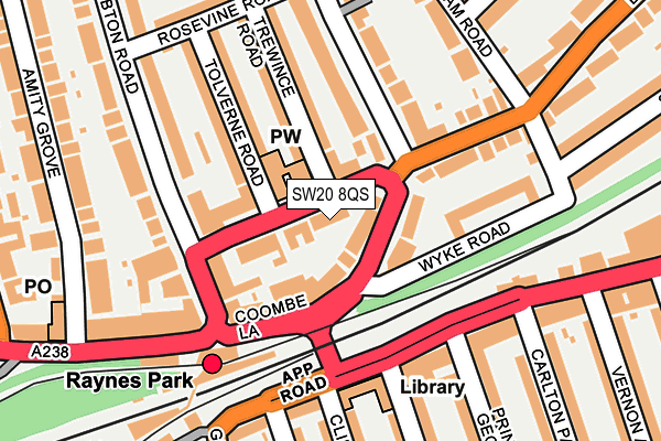 SW20 8QS map - OS OpenMap – Local (Ordnance Survey)