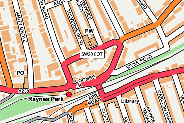 SW20 8QT map - OS OpenMap – Local (Ordnance Survey)