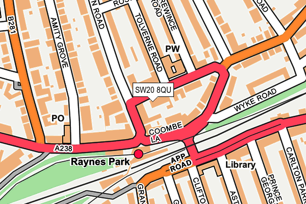 SW20 8QU map - OS OpenMap – Local (Ordnance Survey)