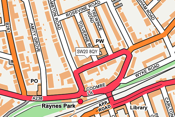 SW20 8QY map - OS OpenMap – Local (Ordnance Survey)