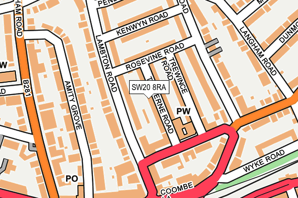 SW20 8RA map - OS OpenMap – Local (Ordnance Survey)