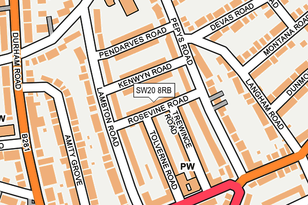 SW20 8RB map - OS OpenMap – Local (Ordnance Survey)