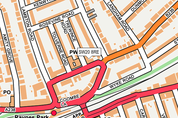 SW20 8RE map - OS OpenMap – Local (Ordnance Survey)