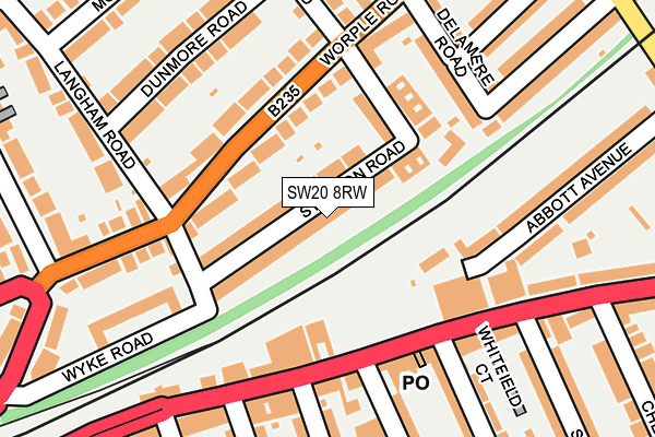 SW20 8RW map - OS OpenMap – Local (Ordnance Survey)