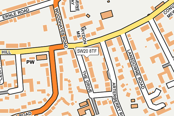 SW20 8TF map - OS OpenMap – Local (Ordnance Survey)