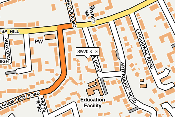 SW20 8TG map - OS OpenMap – Local (Ordnance Survey)