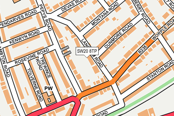 SW20 8TP map - OS OpenMap – Local (Ordnance Survey)