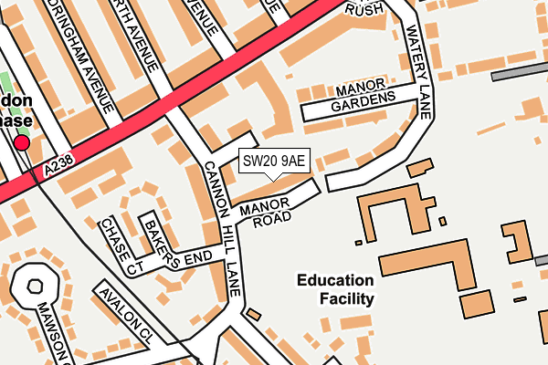 SW20 9AE map - OS OpenMap – Local (Ordnance Survey)