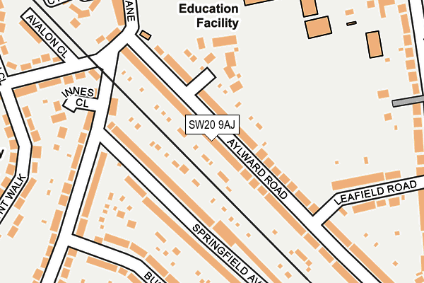 SW20 9AJ map - OS OpenMap – Local (Ordnance Survey)