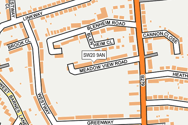 SW20 9AN map - OS OpenMap – Local (Ordnance Survey)