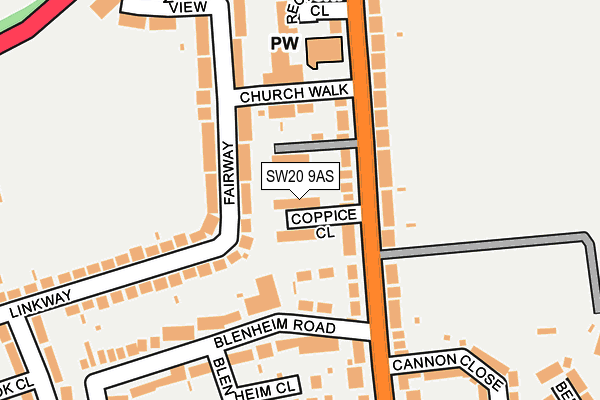 SW20 9AS map - OS OpenMap – Local (Ordnance Survey)